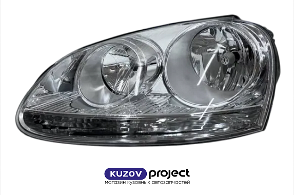 Фара левая хром Volkswagen Jetta 2005-2010 / Golf V 2003-2008 (Китай)